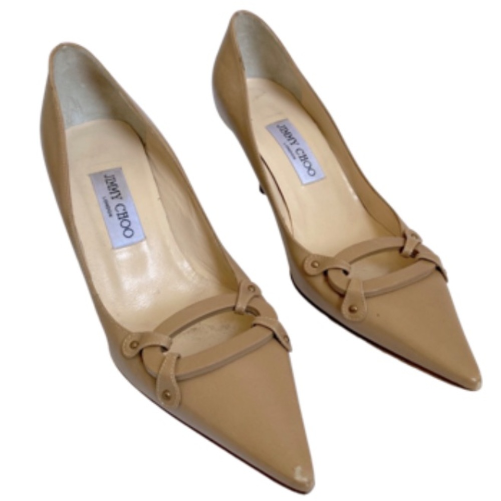 37 1/2 JIMMY CHOOS STILETTOS BUCKLES HEELS SHOES